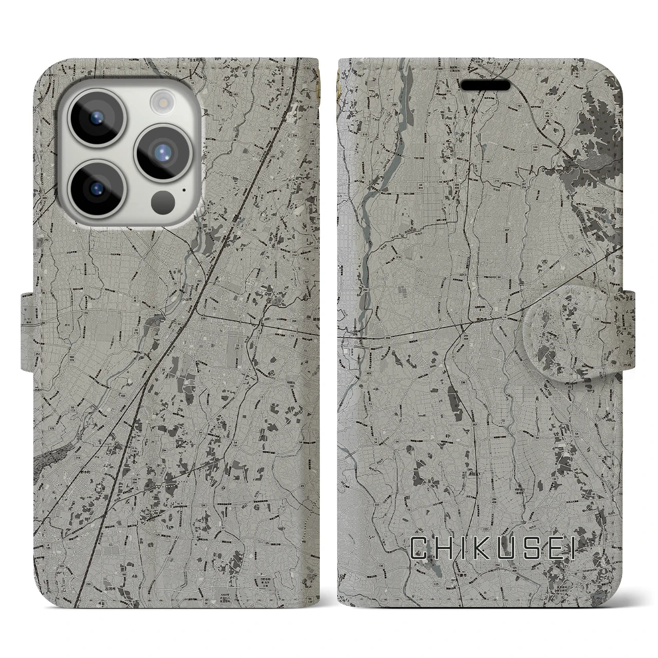 【筑西(茨城県)】地図柄iPhoneケース(手帳タイプ)