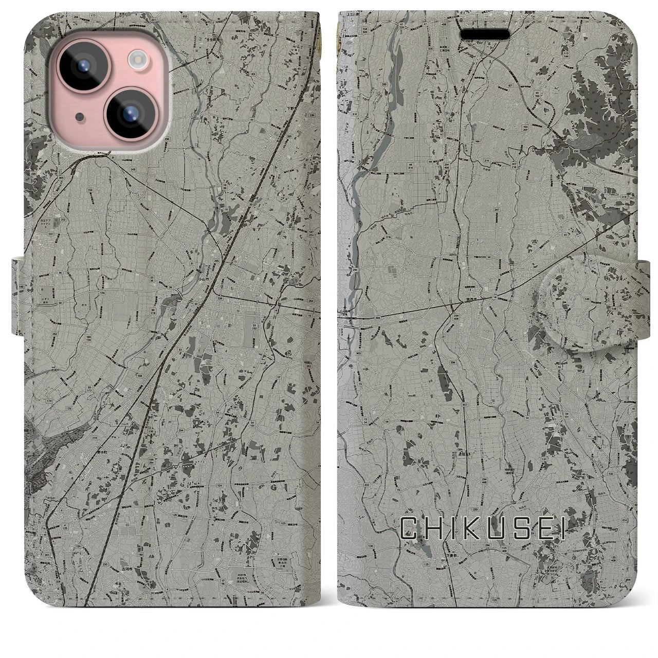 【筑西(茨城県)】地図柄iPhoneケース(手帳タイプ)