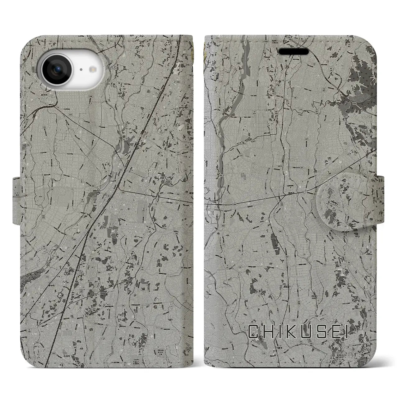 【筑西(茨城県)】地図柄iPhoneケース(手帳タイプ)