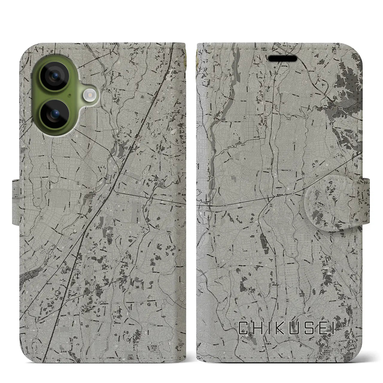 【筑西(茨城県)】地図柄iPhoneケース(手帳タイプ)