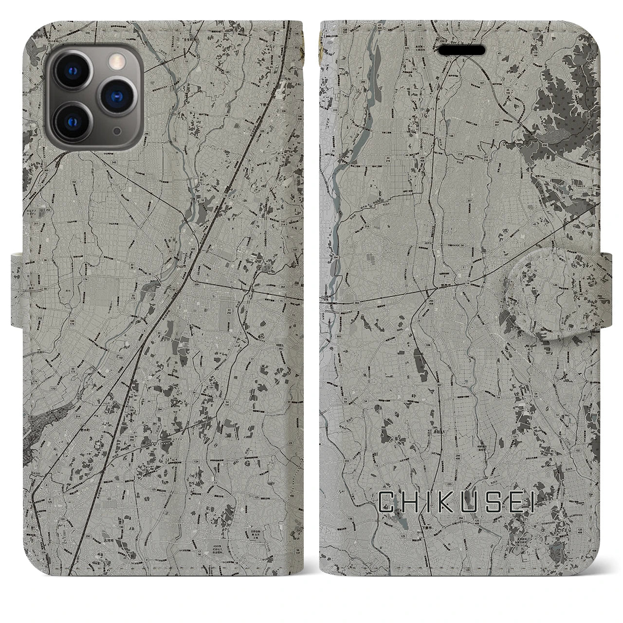 【筑西(茨城県)】地図柄iPhoneケース(手帳タイプ)