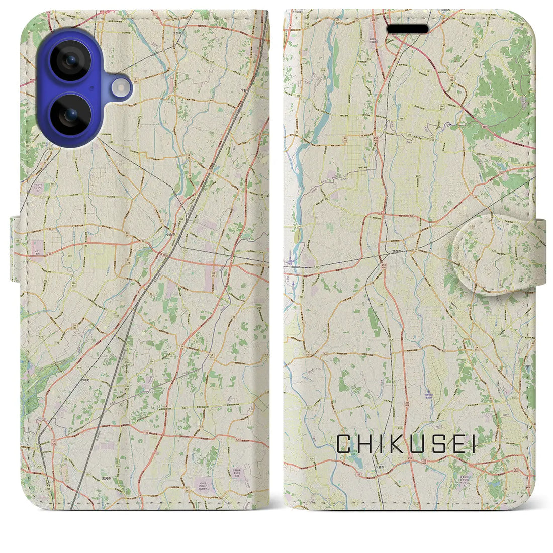 【筑西(茨城県)】地図柄iPhoneケース(手帳タイプ)ナチュラル・iPhone 16 Pro Max 用