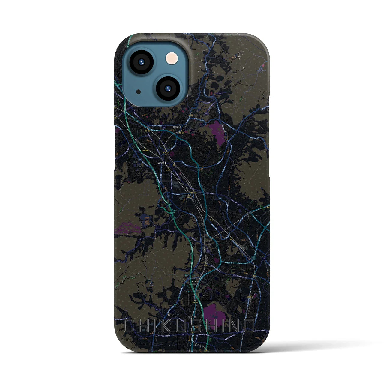 【筑紫野(福岡県)】地図柄iPhoneケース(バックカバータイプ)