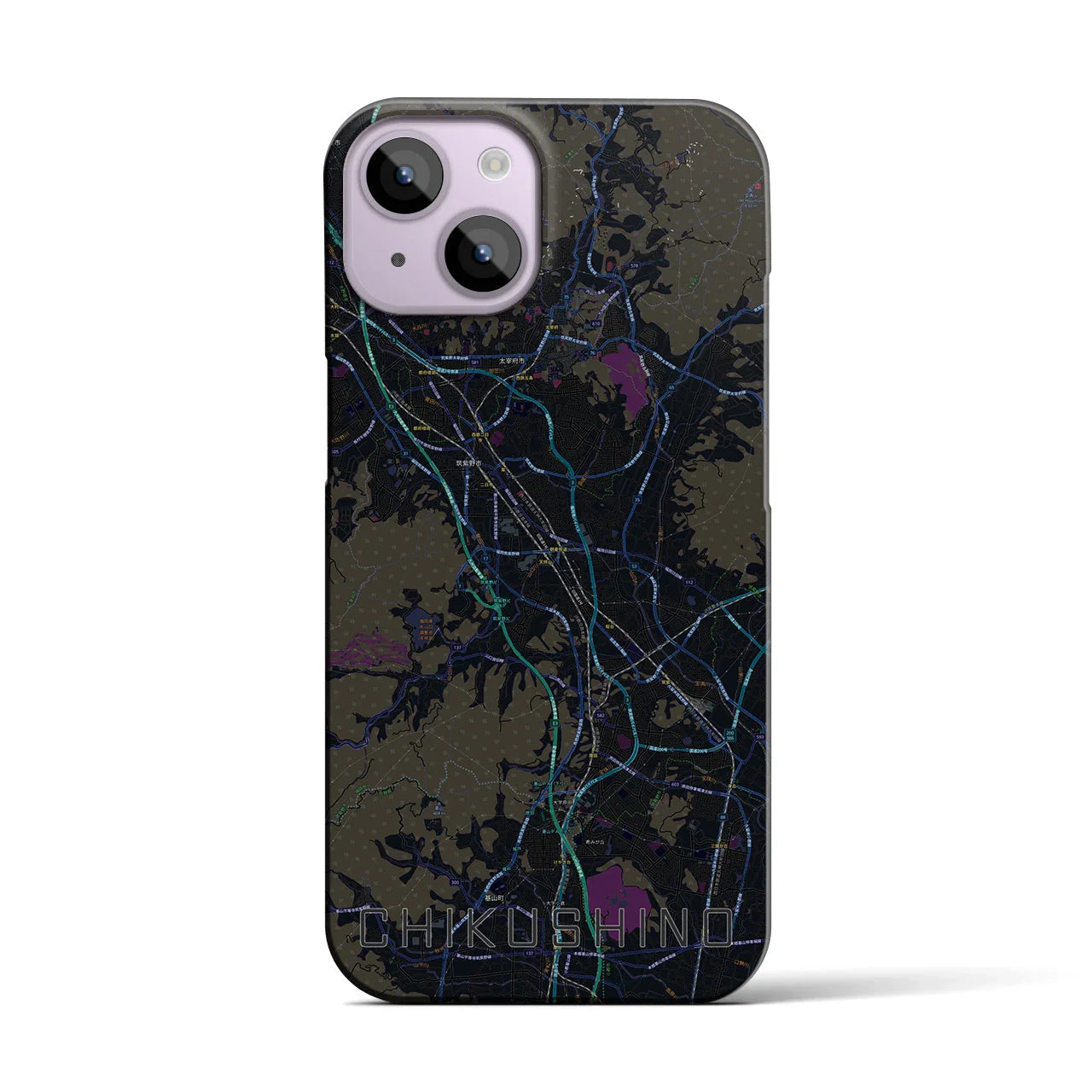 【筑紫野(福岡県)】地図柄iPhoneケース(バックカバータイプ)