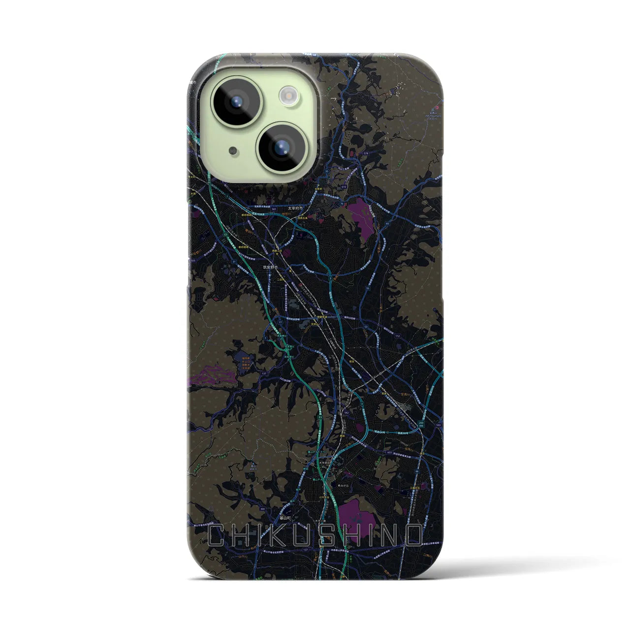 【筑紫野(福岡県)】地図柄iPhoneケース(バックカバータイプ)