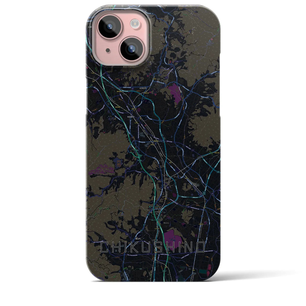 【筑紫野(福岡県)】地図柄iPhoneケース(バックカバータイプ)