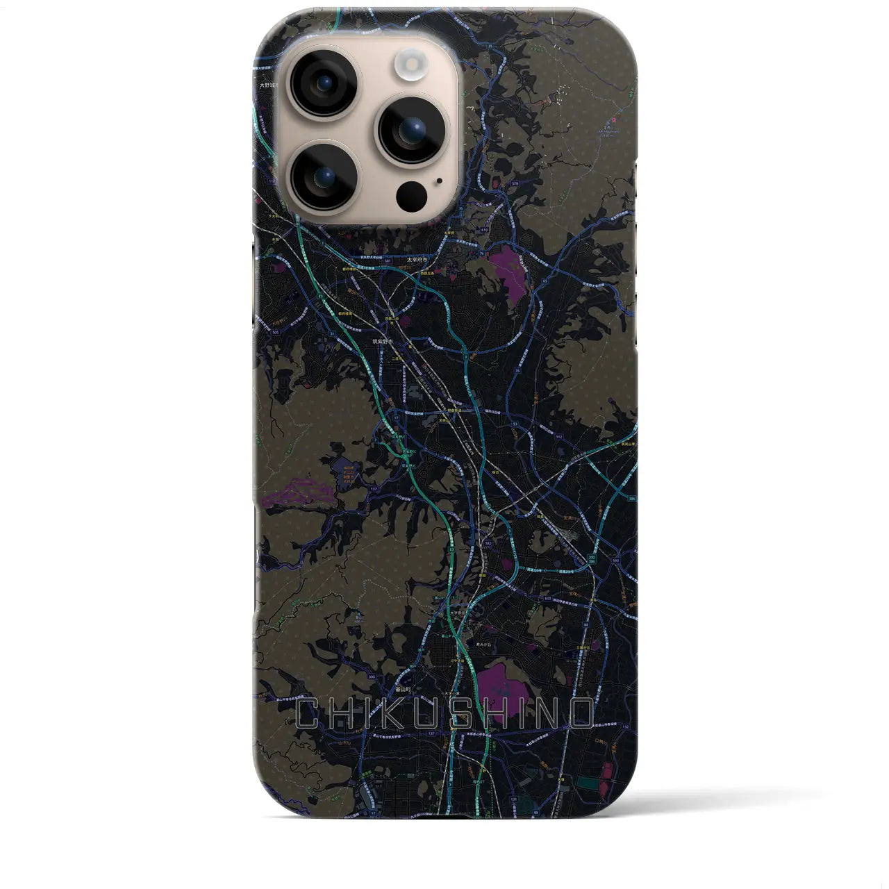 【筑紫野(福岡県)】地図柄iPhoneケース(バックカバータイプ)