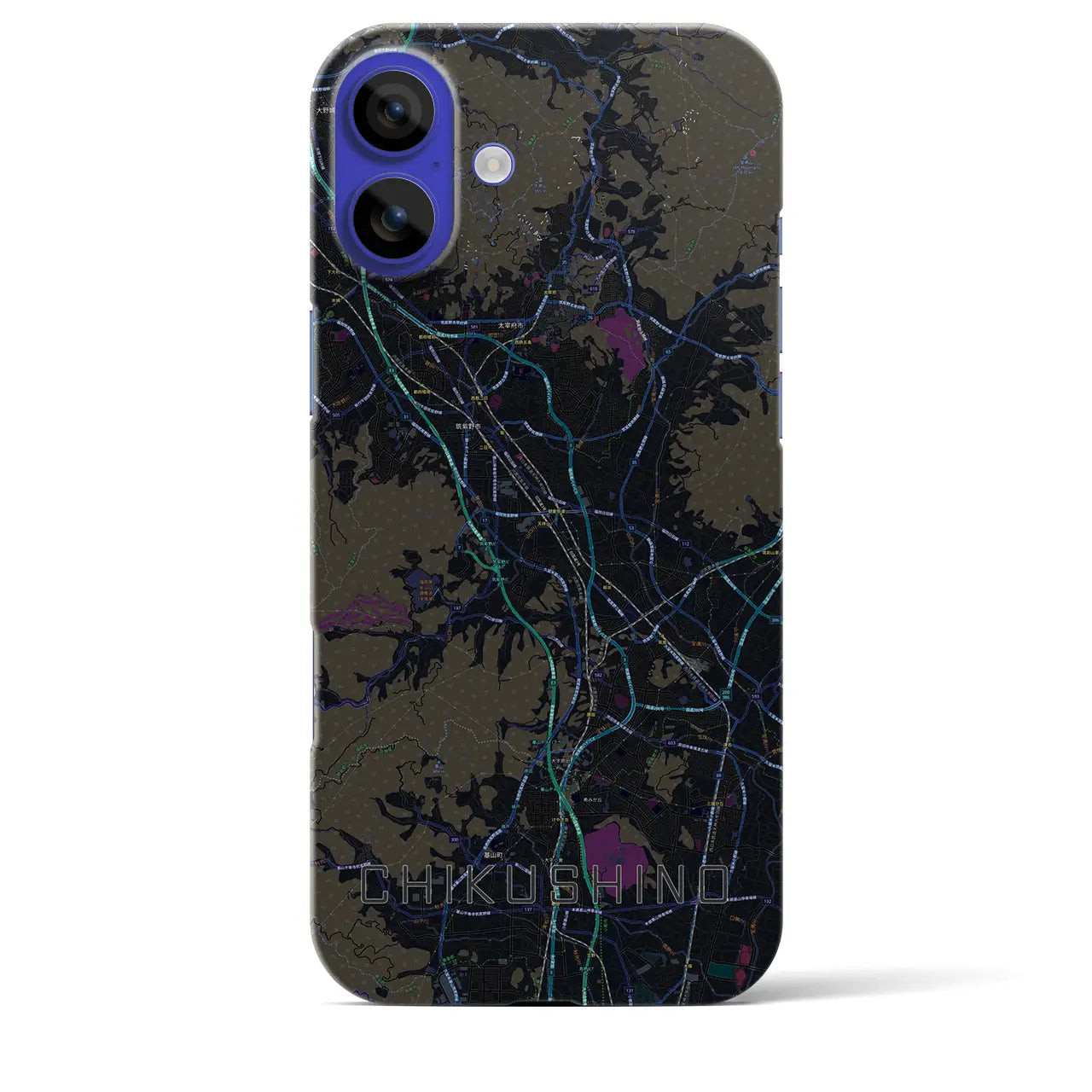 【筑紫野(福岡県)】地図柄iPhoneケース(バックカバータイプ)