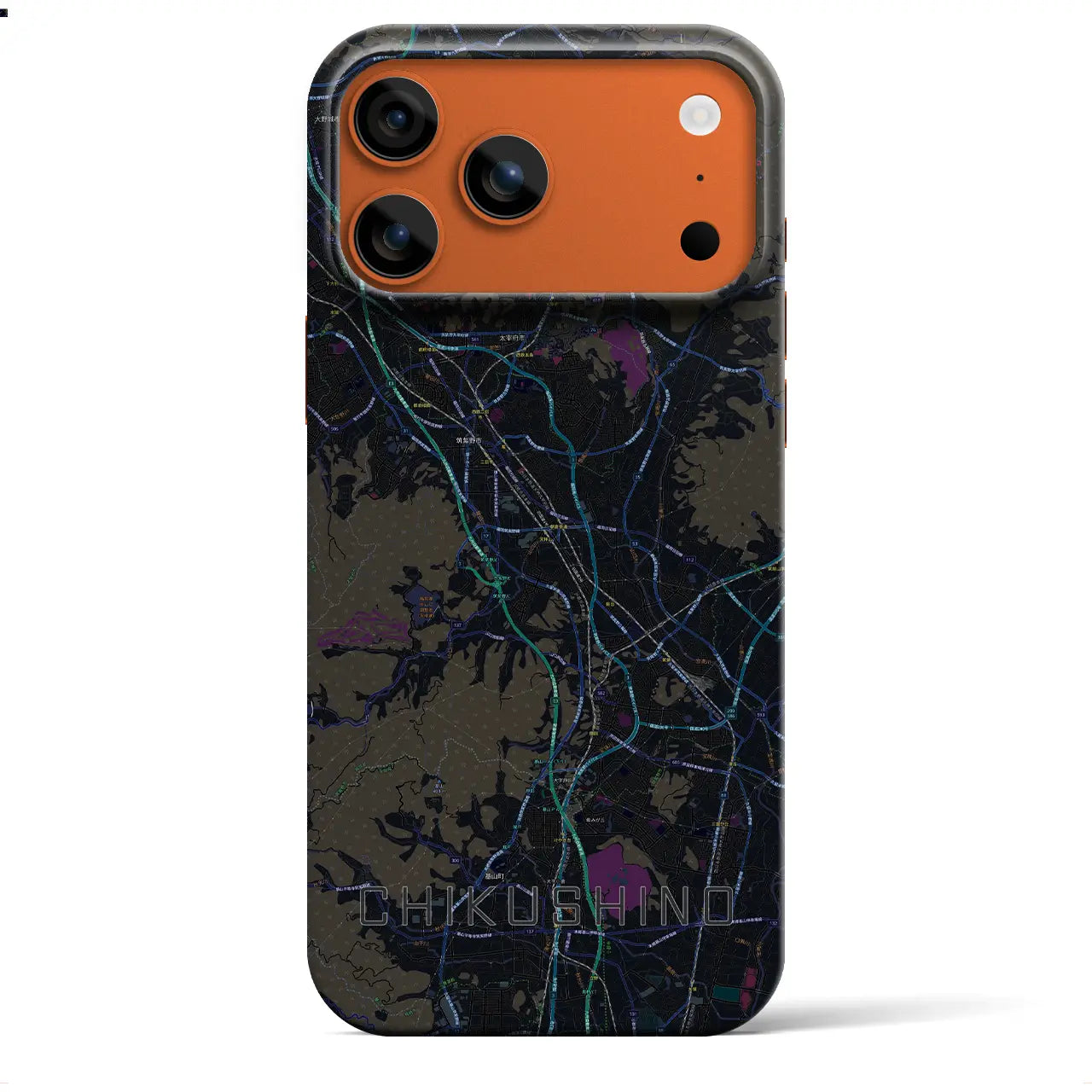 【筑紫野(福岡県)】地図柄iPhoneケース(バックカバータイプ)