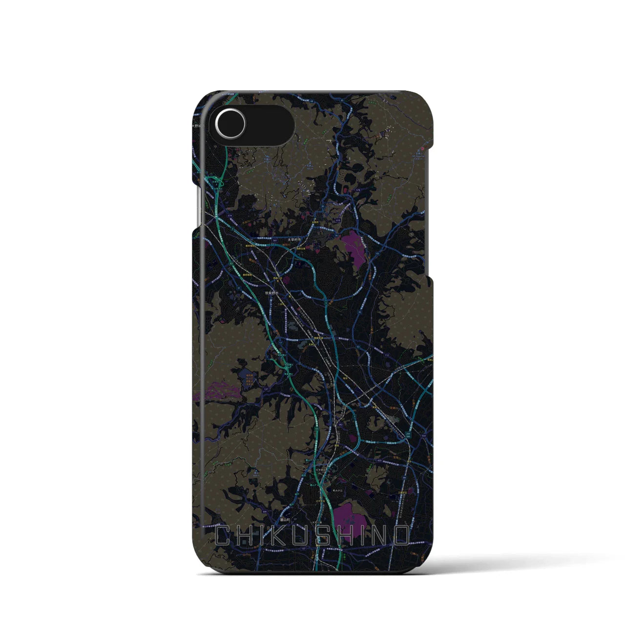 【筑紫野(福岡県)】地図柄iPhoneケース(バックカバータイプ)