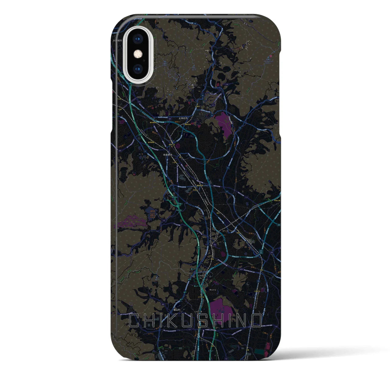 【筑紫野(福岡県)】地図柄iPhoneケース(バックカバータイプ)