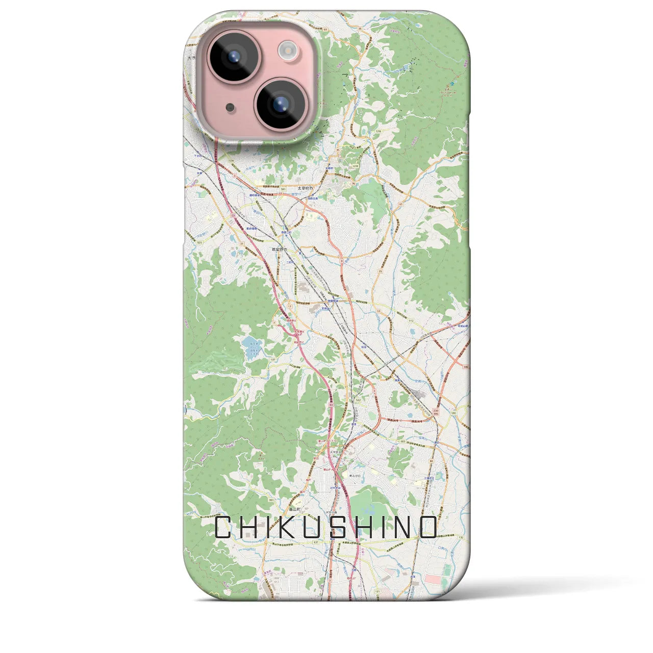 【筑紫野(福岡県)】地図柄iPhoneケース(バックカバータイプ)