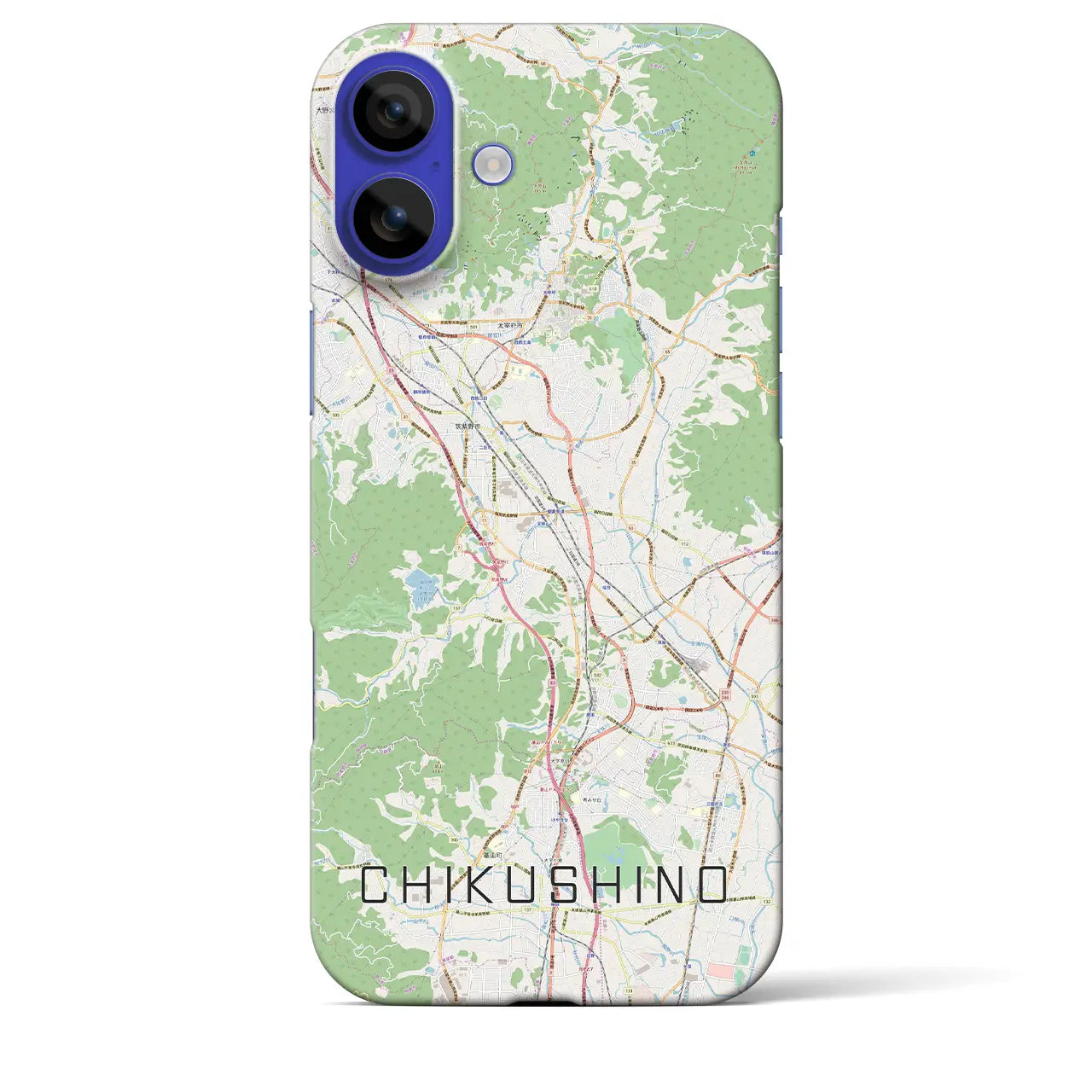 【筑紫野(福岡県)】地図柄iPhoneケース(バックカバータイプ)ブラック・iPhone 16 Pro Max 用