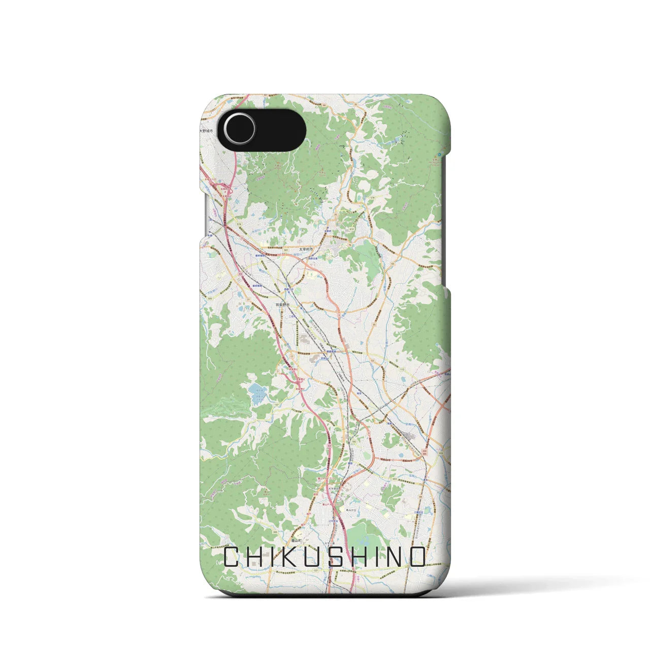 【筑紫野(福岡県)】地図柄iPhoneケース(バックカバータイプ)
