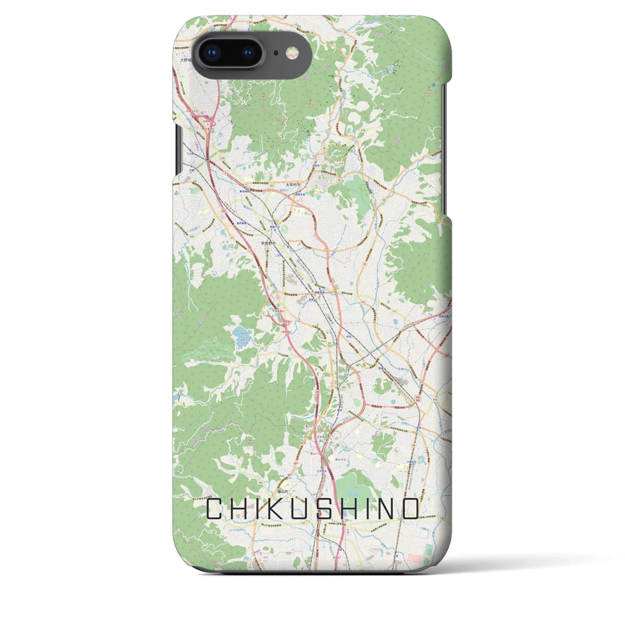【筑紫野(福岡県)】地図柄iPhoneケース(バックカバータイプ)