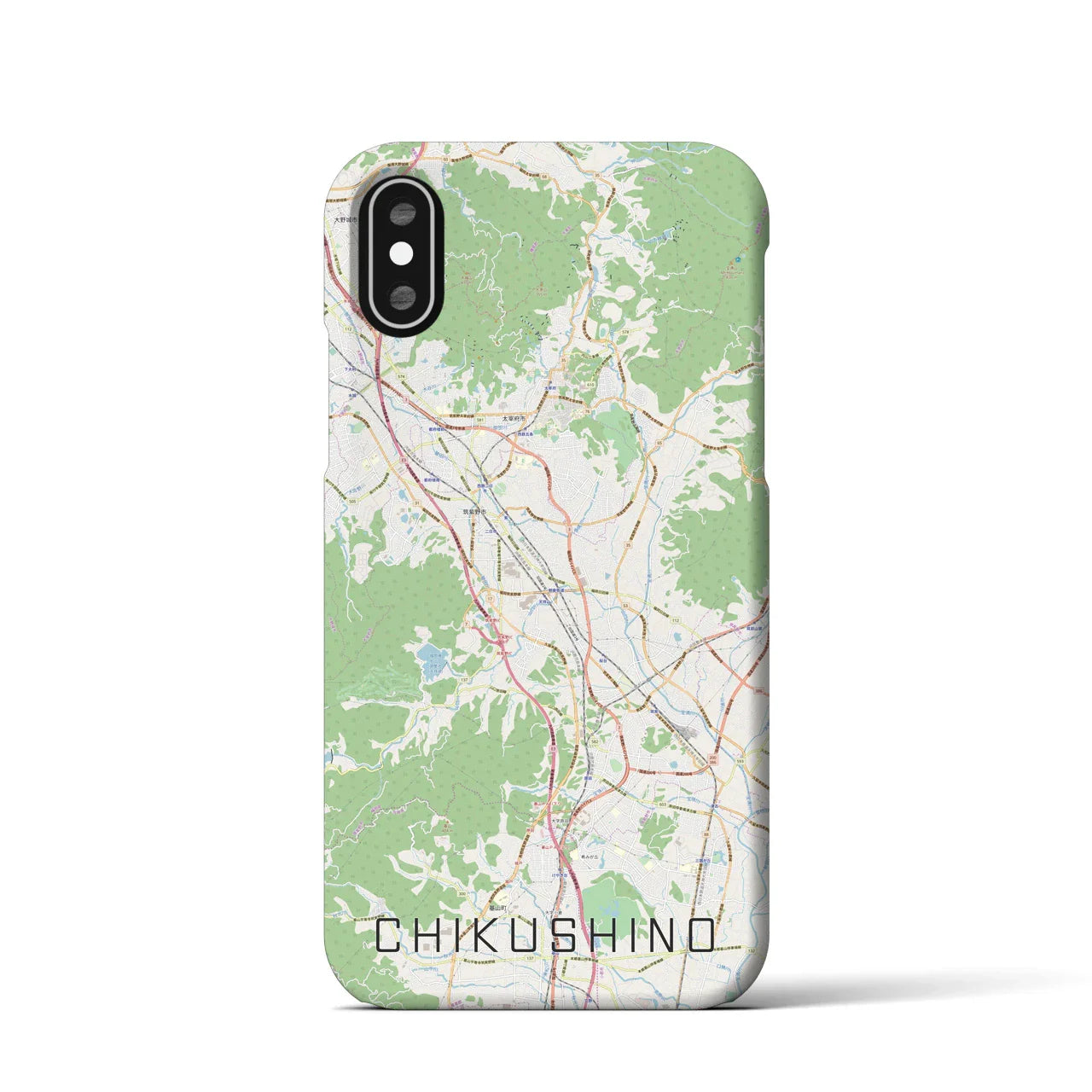 【筑紫野(福岡県)】地図柄iPhoneケース(バックカバータイプ)