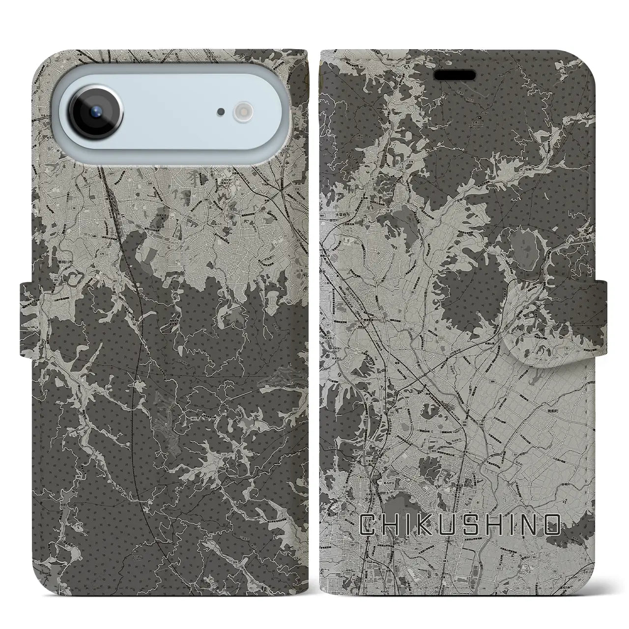 【筑紫野(福岡県)】地図柄iPhoneケース(手帳タイプ)