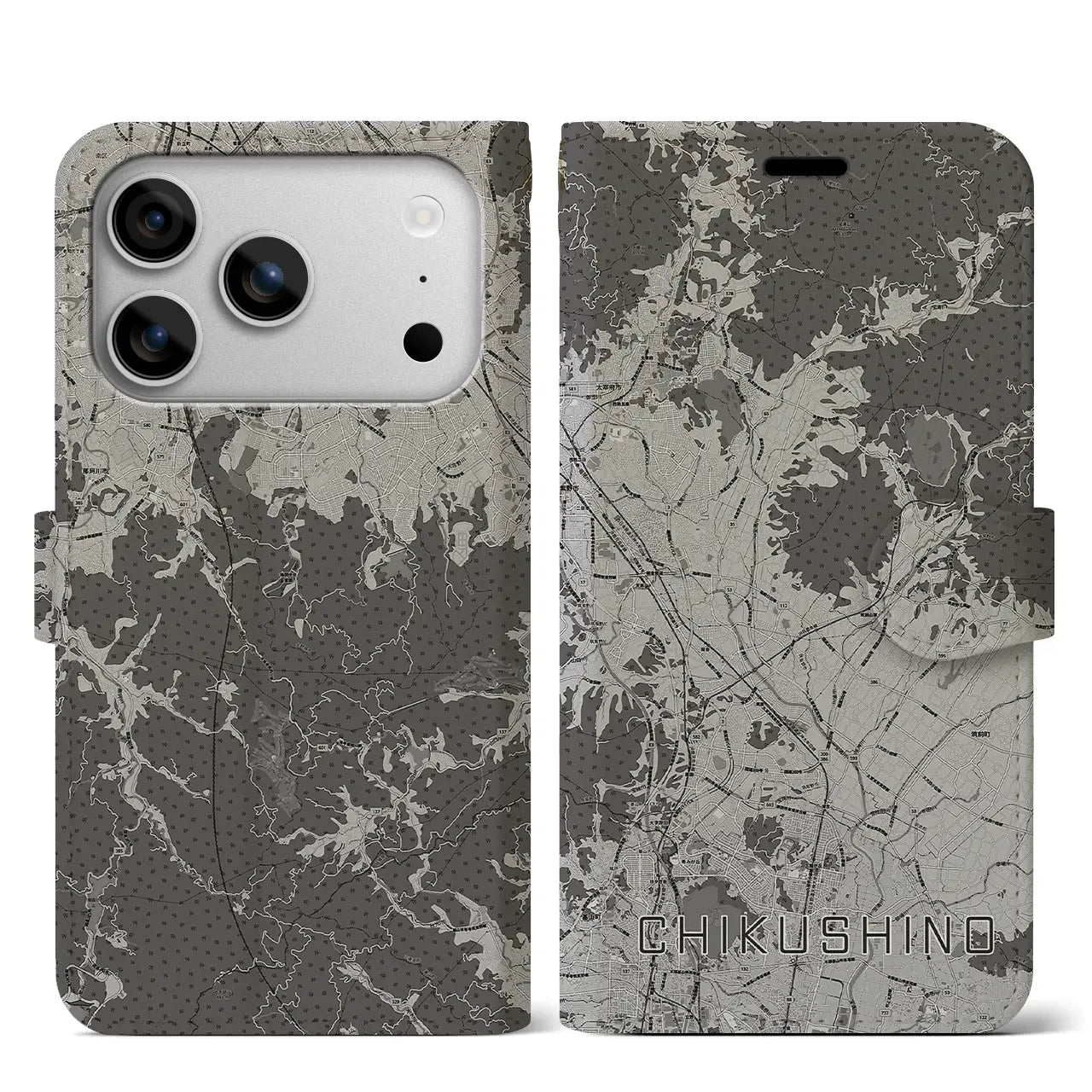 【筑紫野(福岡県)】地図柄iPhoneケース(手帳タイプ)