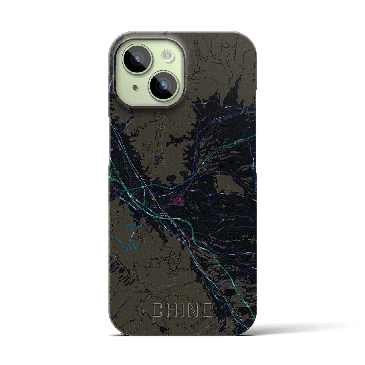 【茅野(長野県)】地図柄iPhoneケース(バックカバータイプ)