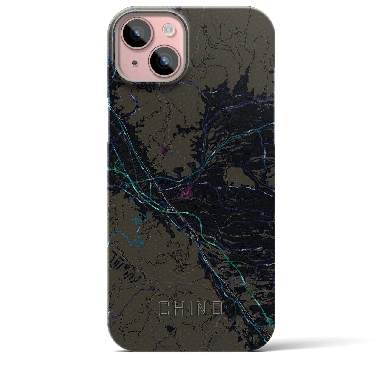【茅野(長野県)】地図柄iPhoneケース(バックカバータイプ)