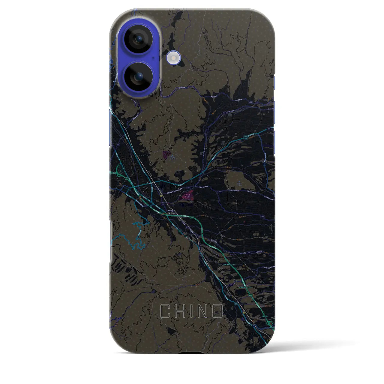 【茅野(長野県)】地図柄iPhoneケース(バックカバータイプ)