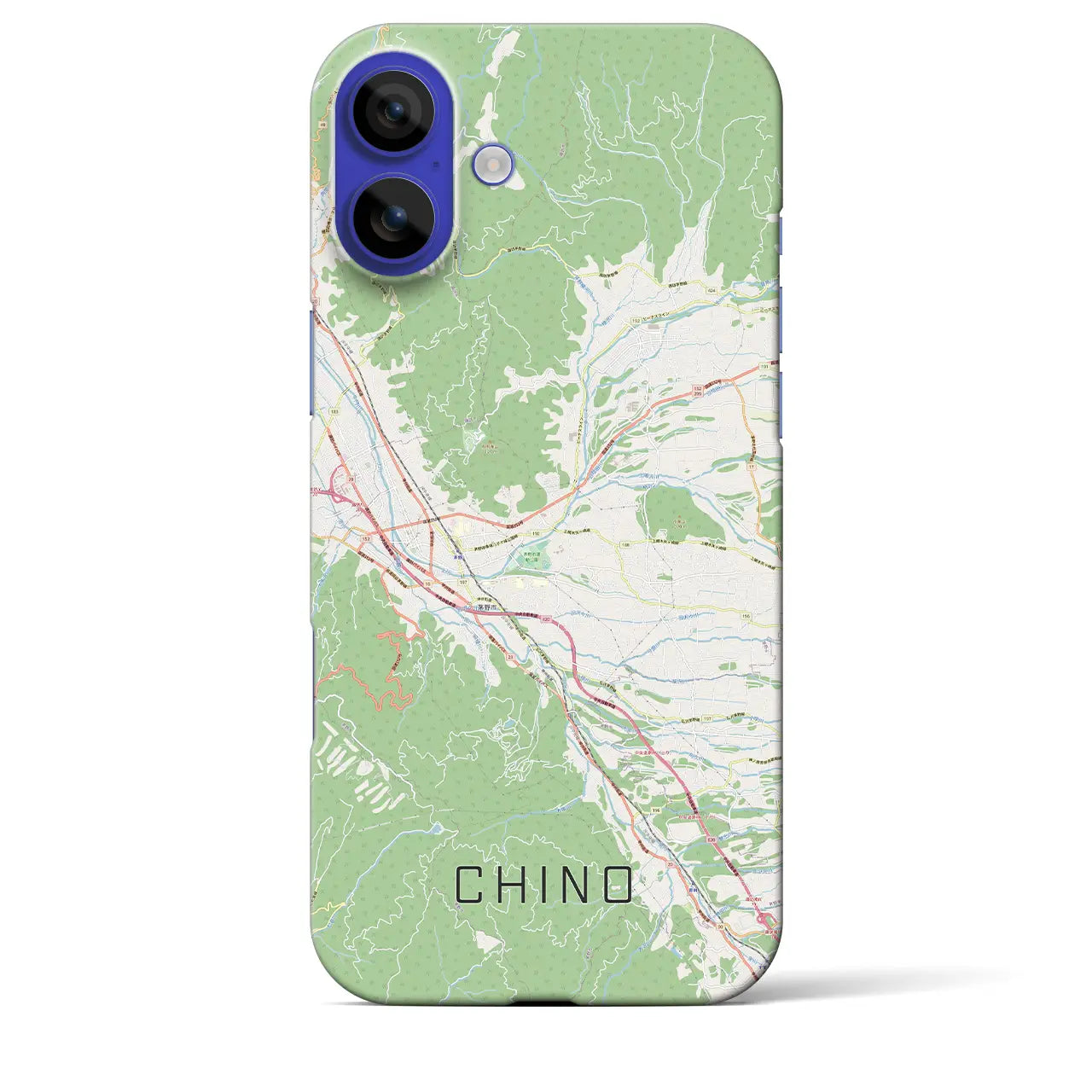 【茅野(長野県)】地図柄iPhoneケース(バックカバータイプ)ブラック・iPhone 16 Pro Max 用