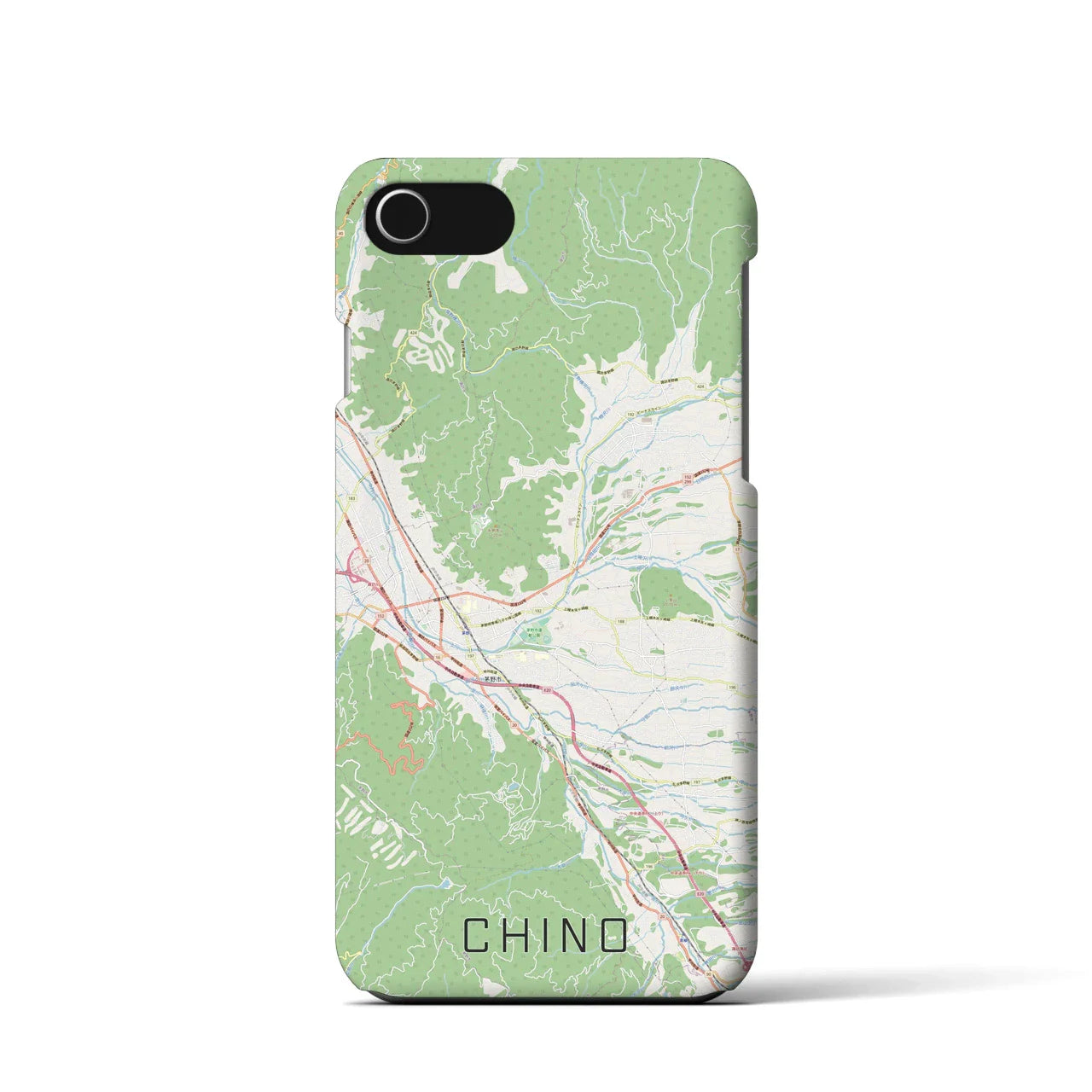 【茅野(長野県)】地図柄iPhoneケース(バックカバータイプ)