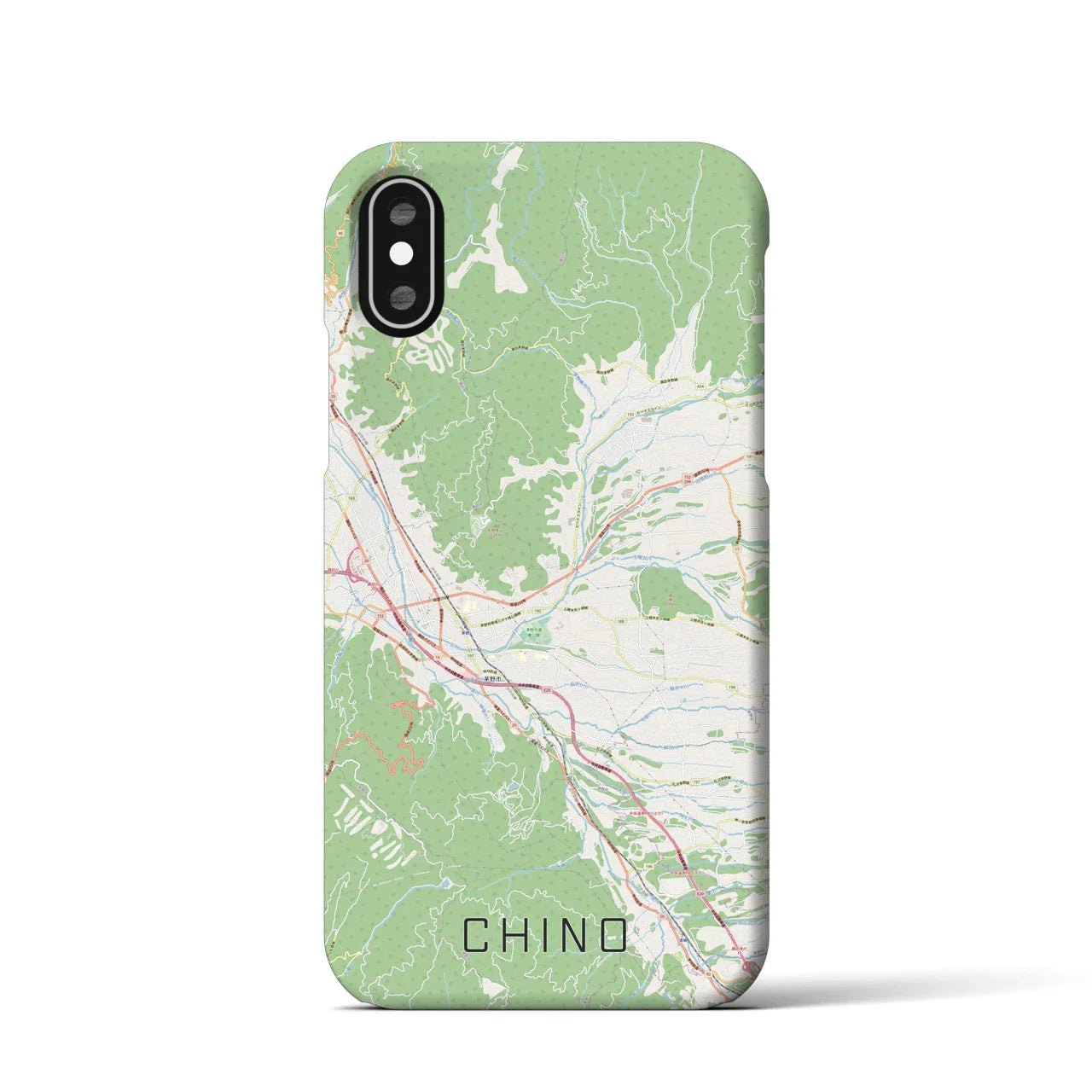 【茅野(長野県)】地図柄iPhoneケース(バックカバータイプ)