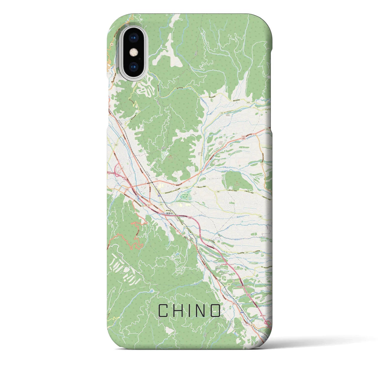 【茅野(長野県)】地図柄iPhoneケース(バックカバータイプ)