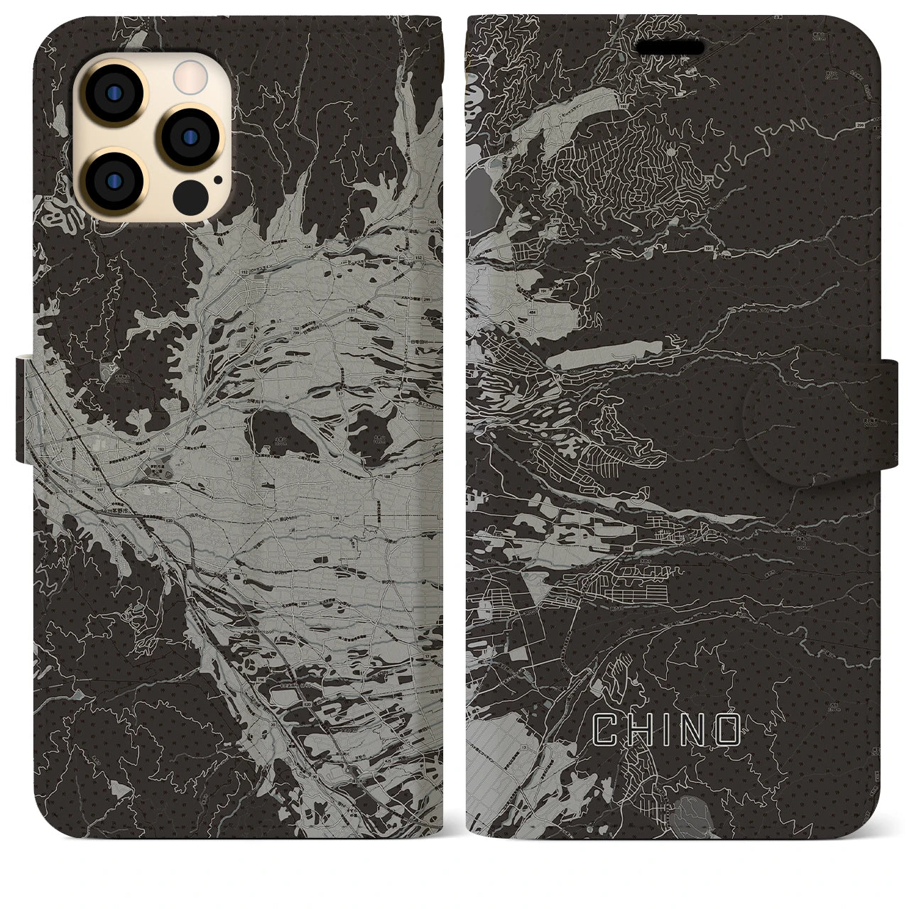 【茅野(長野県)】地図柄iPhoneケース(手帳タイプ)