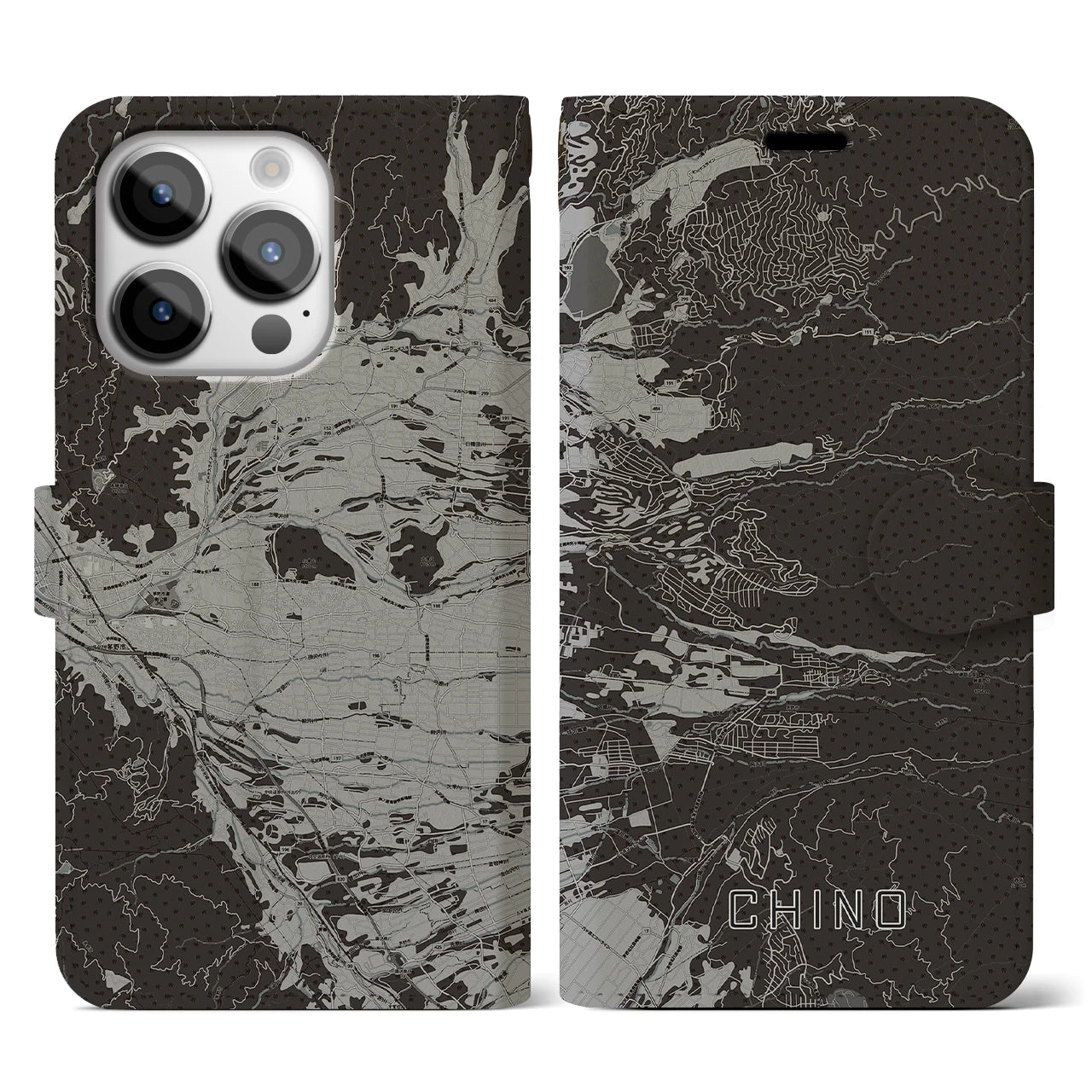 【茅野(長野県)】地図柄iPhoneケース(手帳タイプ)