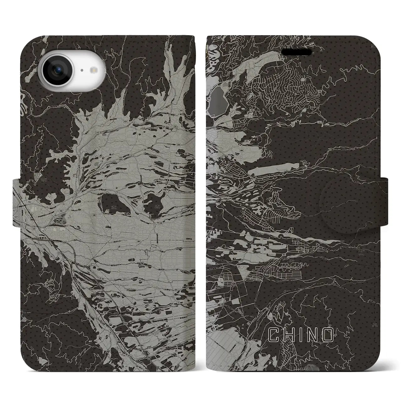 【茅野(長野県)】地図柄iPhoneケース(手帳タイプ)