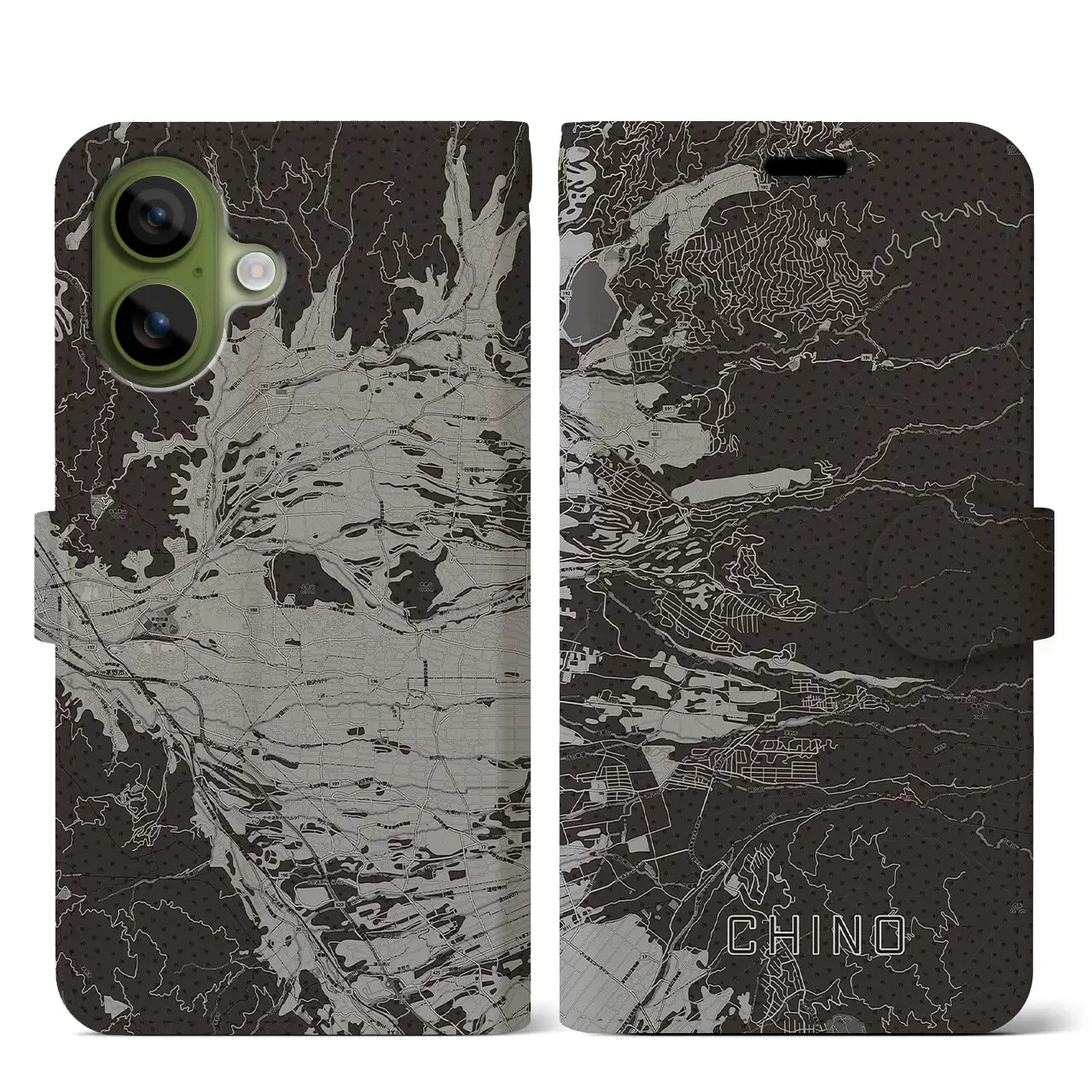 【茅野(長野県)】地図柄iPhoneケース(手帳タイプ)