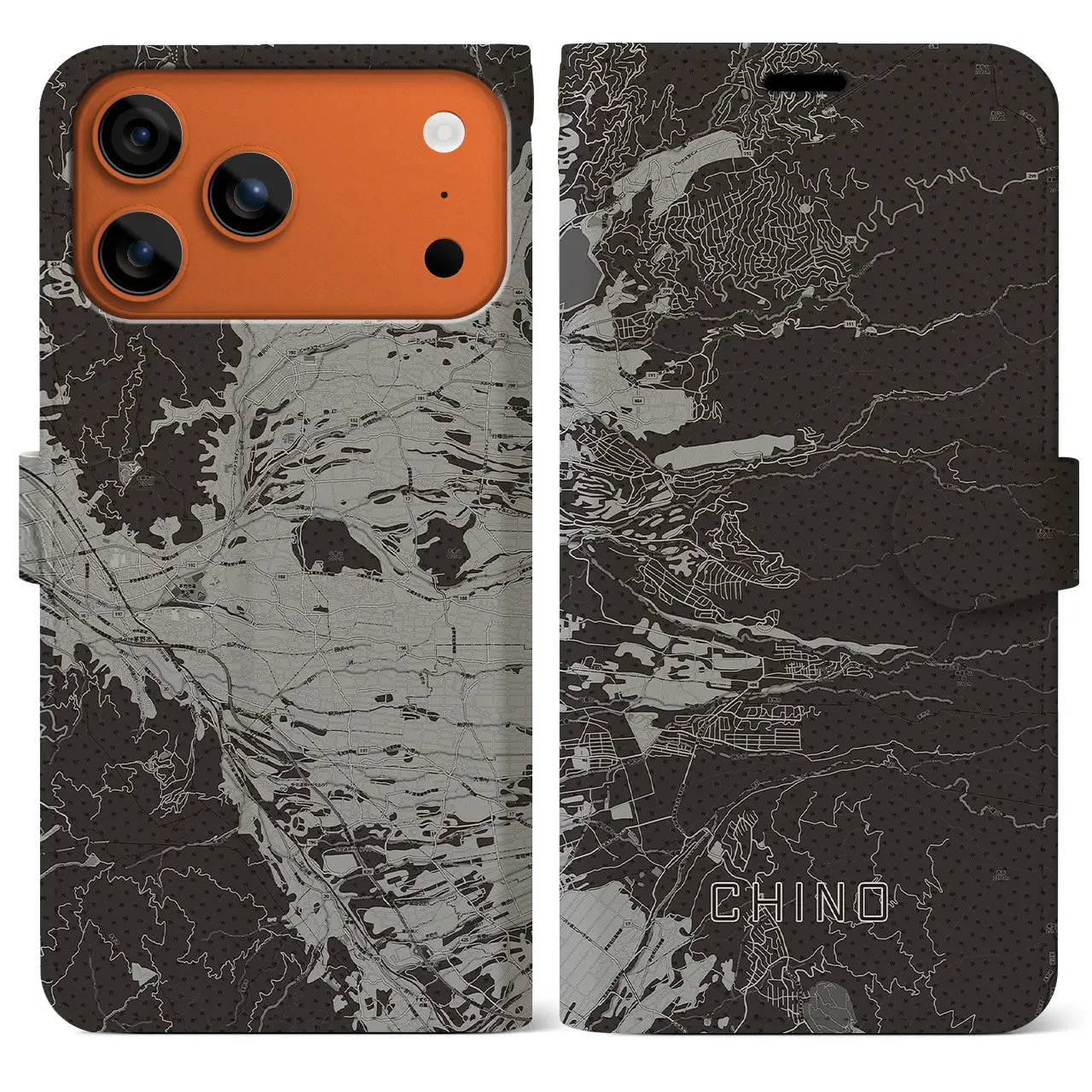 【茅野(長野県)】地図柄iPhoneケース(手帳タイプ)