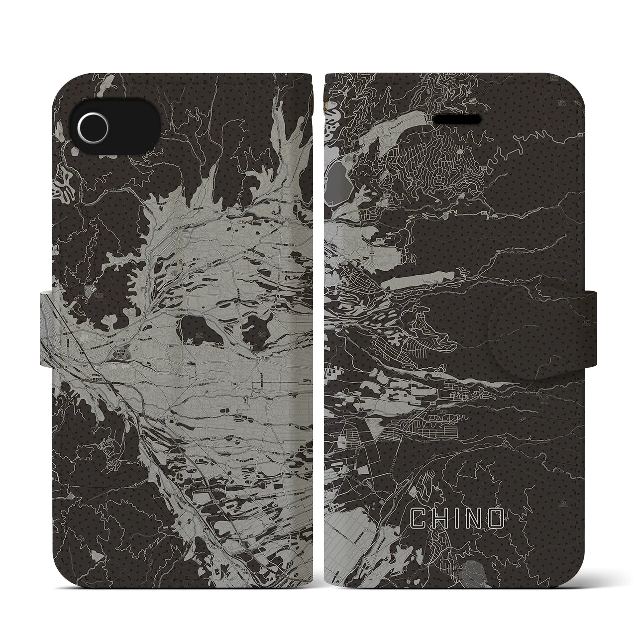 【茅野(長野県)】地図柄iPhoneケース(手帳タイプ)