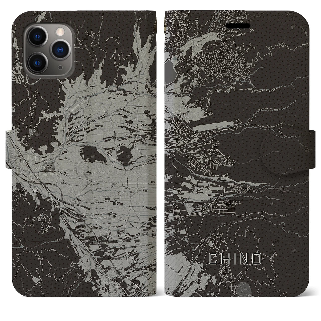 【茅野(長野県)】地図柄iPhoneケース(手帳タイプ)