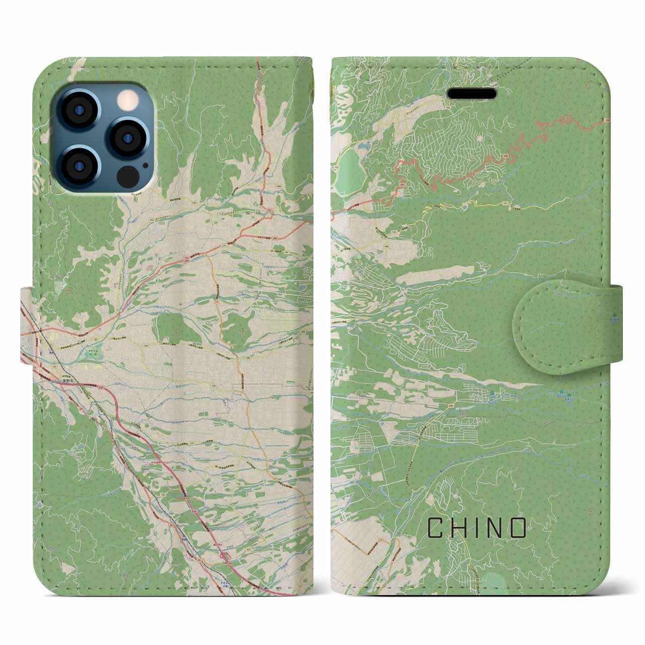 【茅野(長野県)】地図柄iPhoneケース(手帳タイプ)