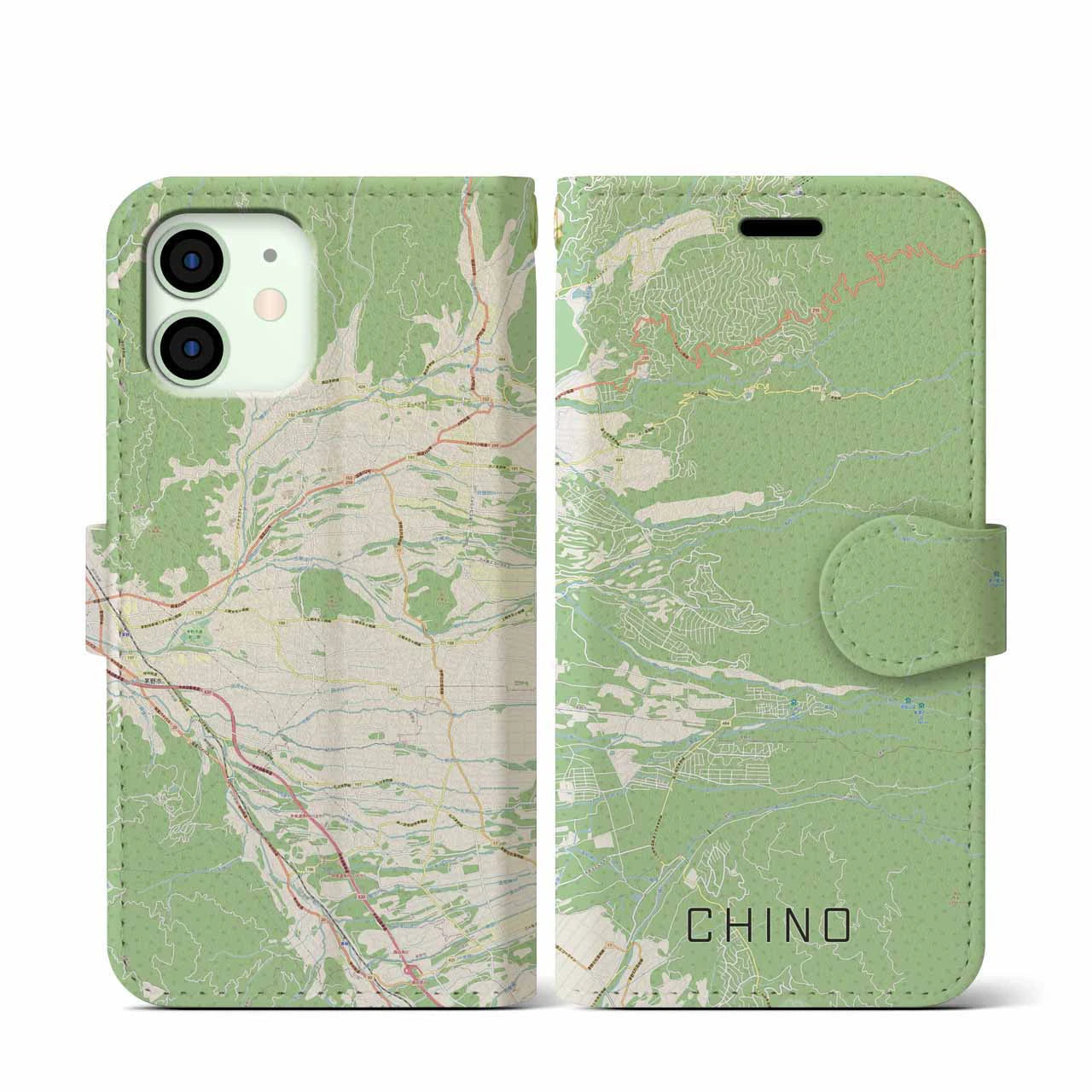 【茅野(長野県)】地図柄iPhoneケース(手帳タイプ)