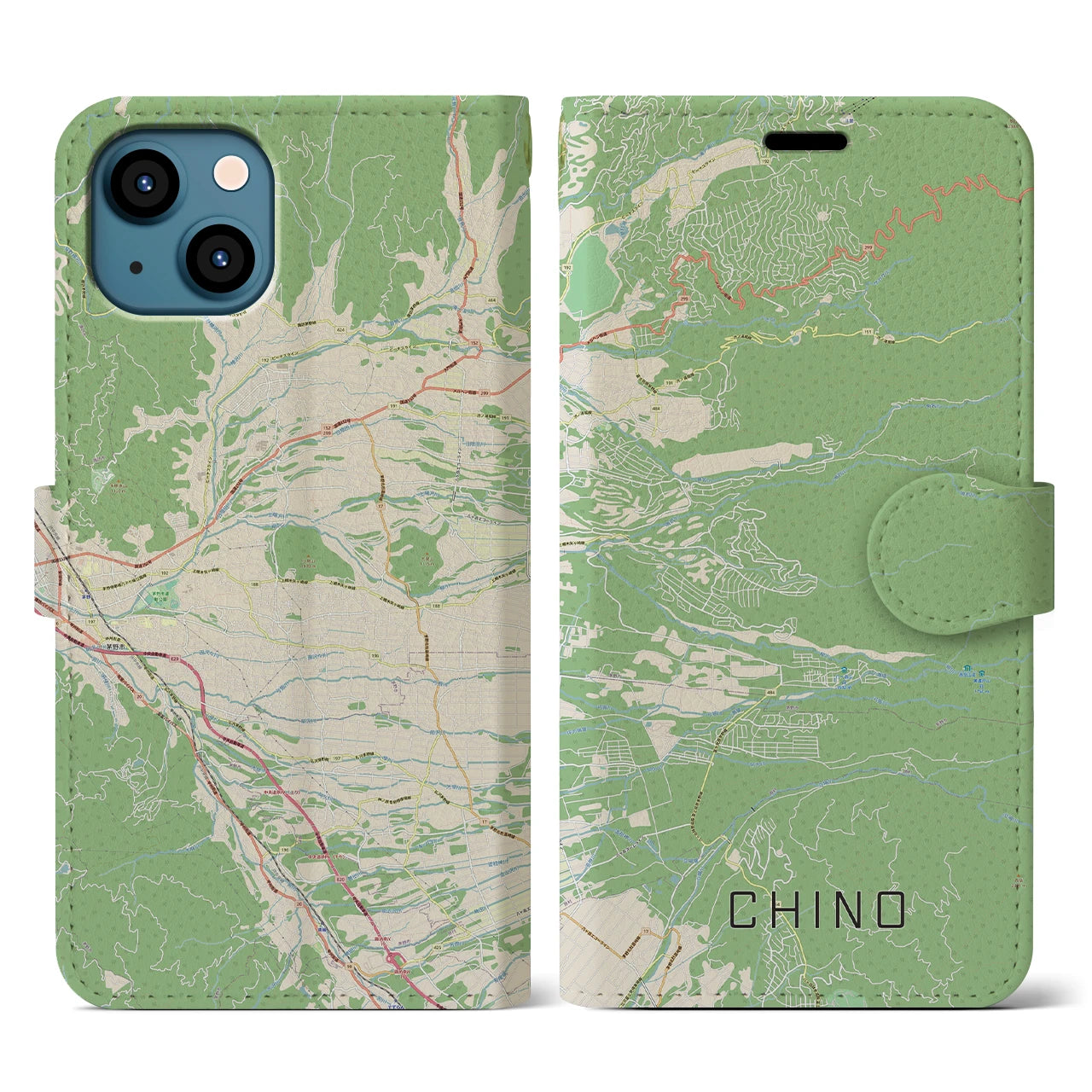 【茅野(長野県)】地図柄iPhoneケース(手帳タイプ)