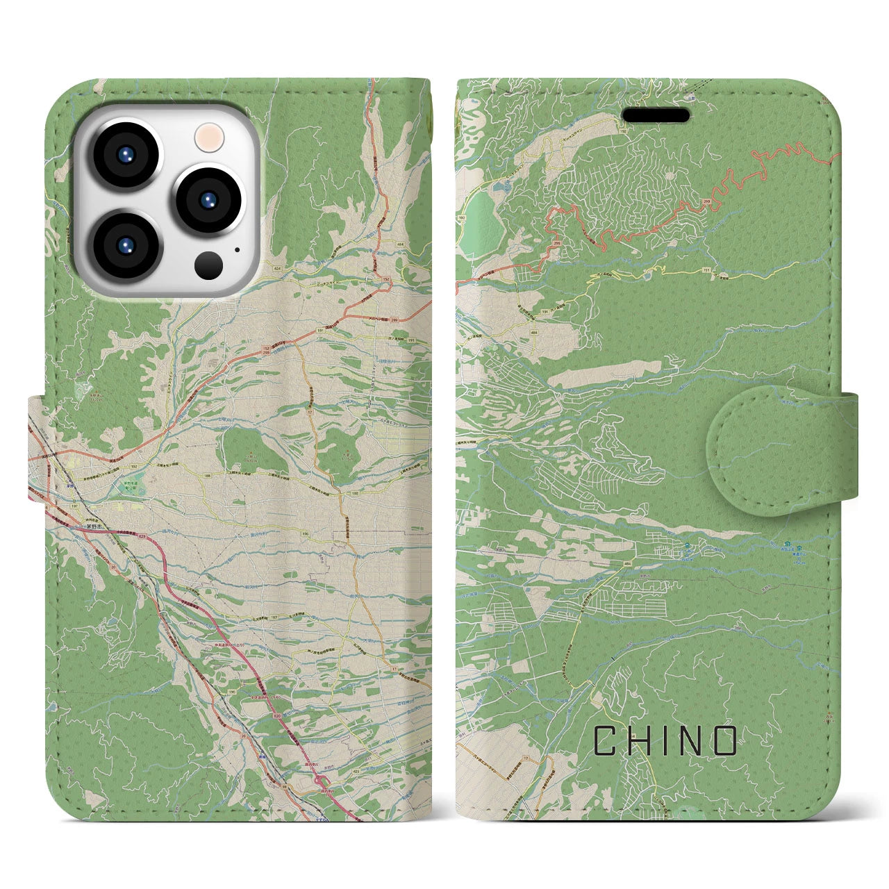 【茅野(長野県)】地図柄iPhoneケース(手帳タイプ)