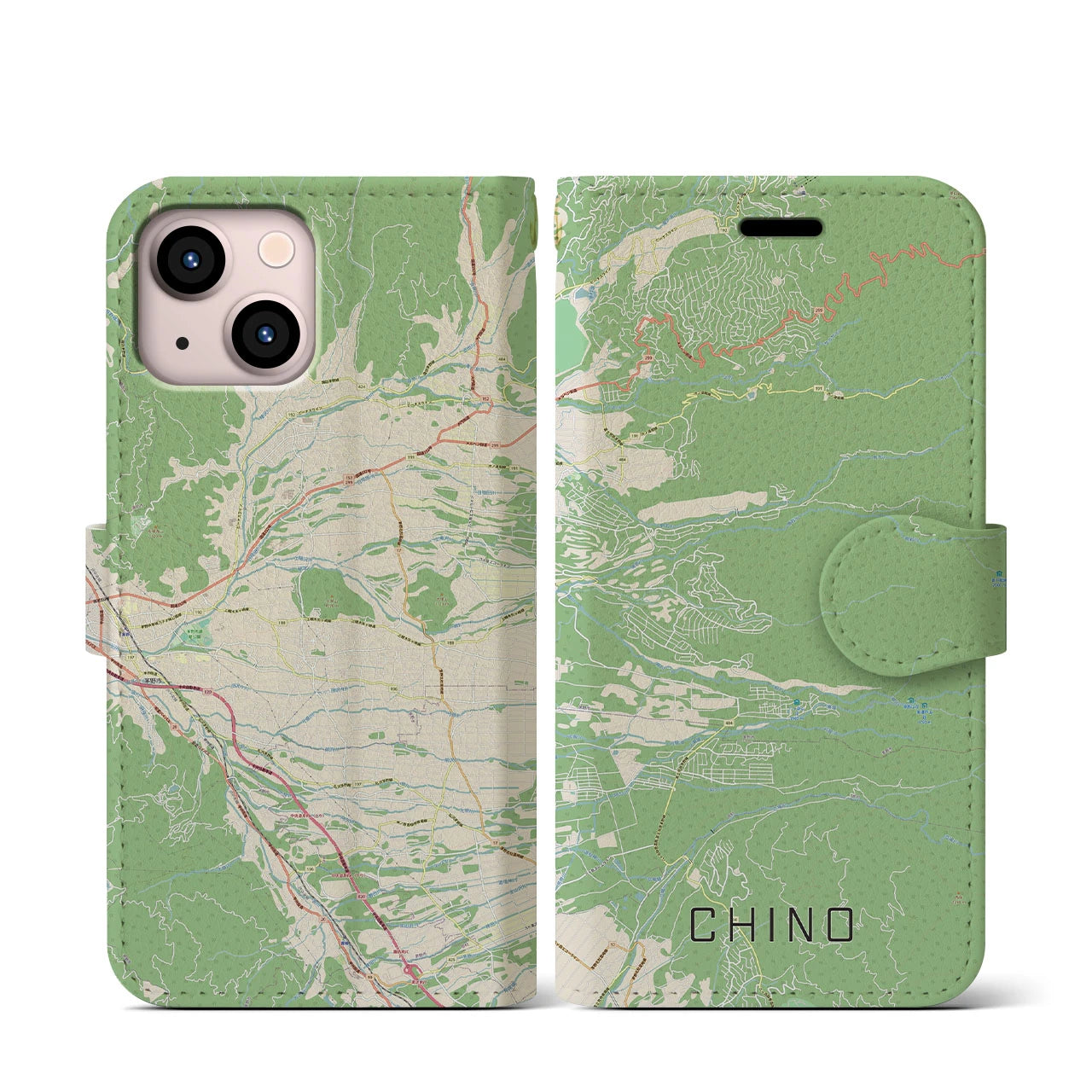 【茅野(長野県)】地図柄iPhoneケース(手帳タイプ)