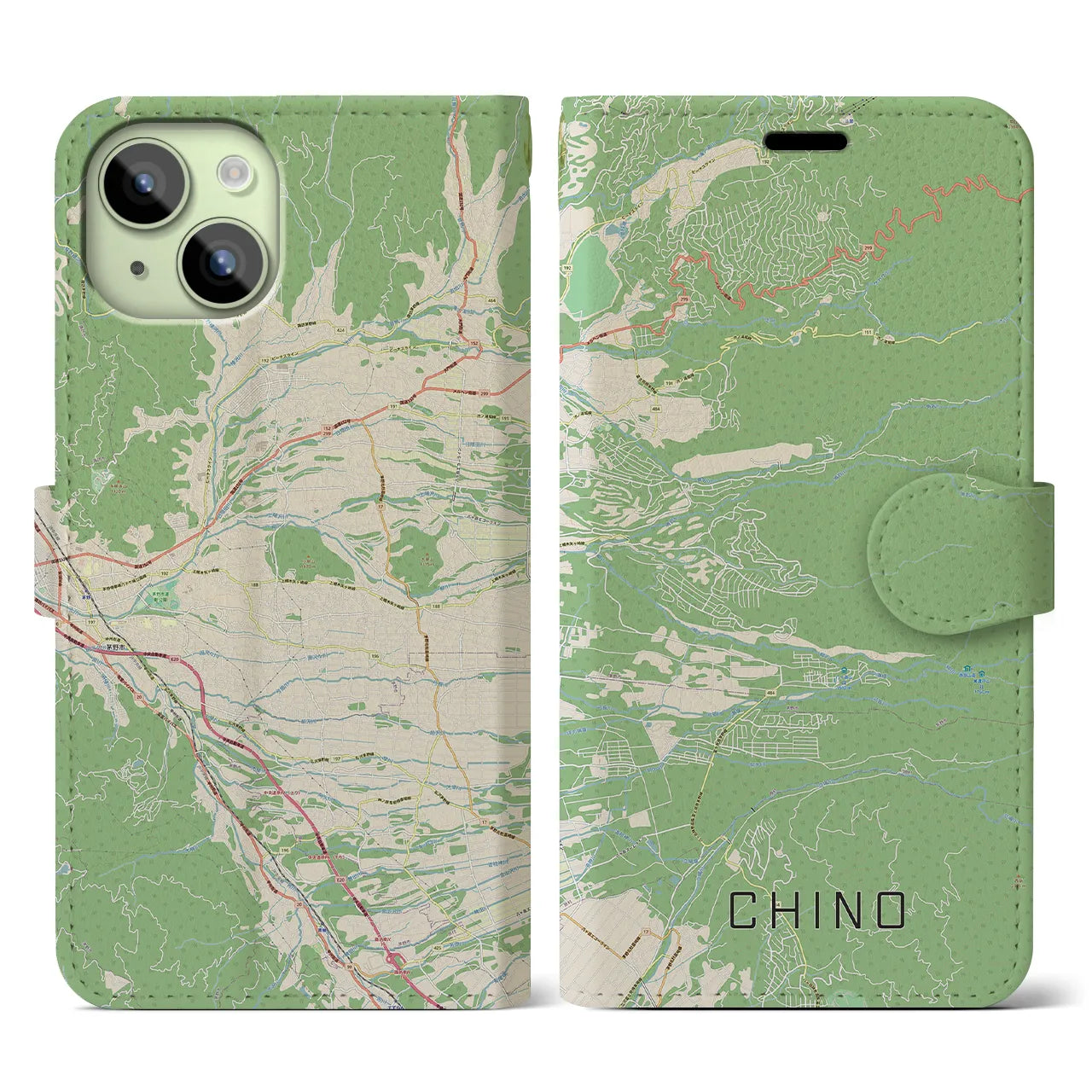 【茅野(長野県)】地図柄iPhoneケース(手帳タイプ)