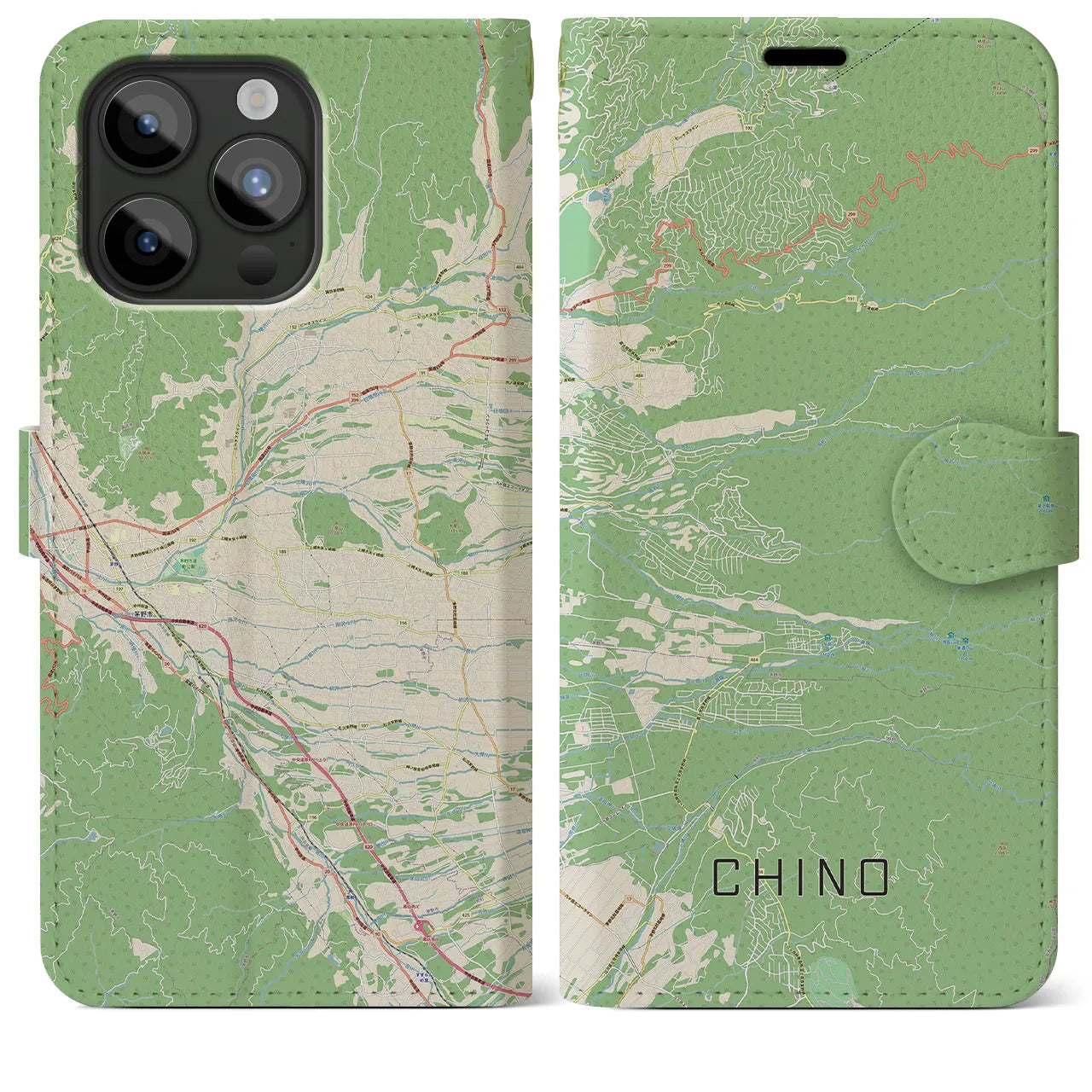 【茅野(長野県)】地図柄iPhoneケース(手帳タイプ)