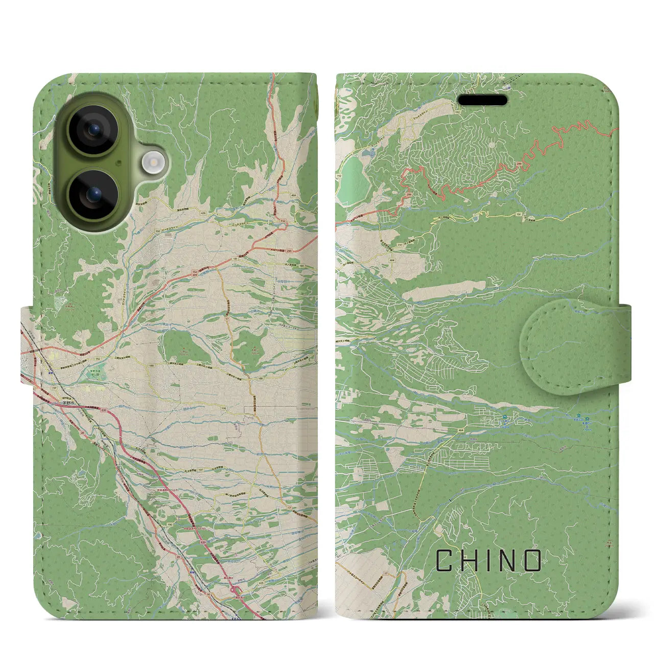 【茅野(長野県)】地図柄iPhoneケース(手帳タイプ)