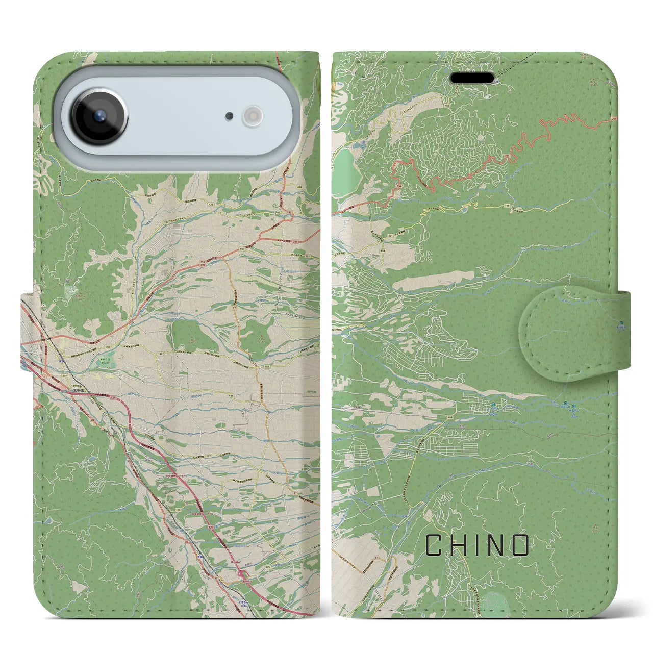 【茅野(長野県)】地図柄iPhoneケース(手帳タイプ)