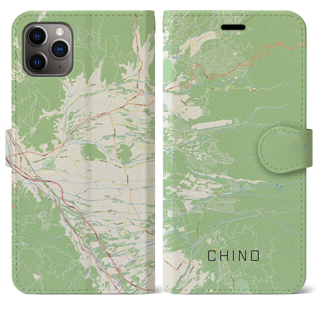 【茅野(長野県)】地図柄iPhoneケース(手帳タイプ)