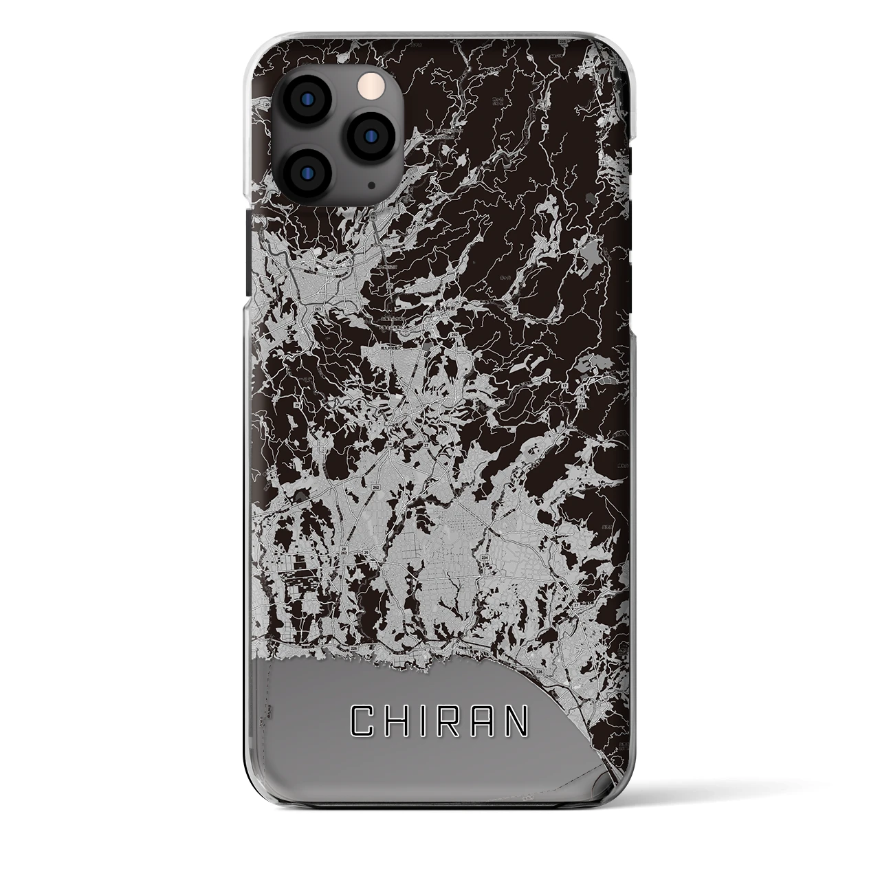 【知覧(鹿児島県)】地図柄iPhoneケース(クリアタイプ)モノトーン・iPhone 11 Pro Max 用