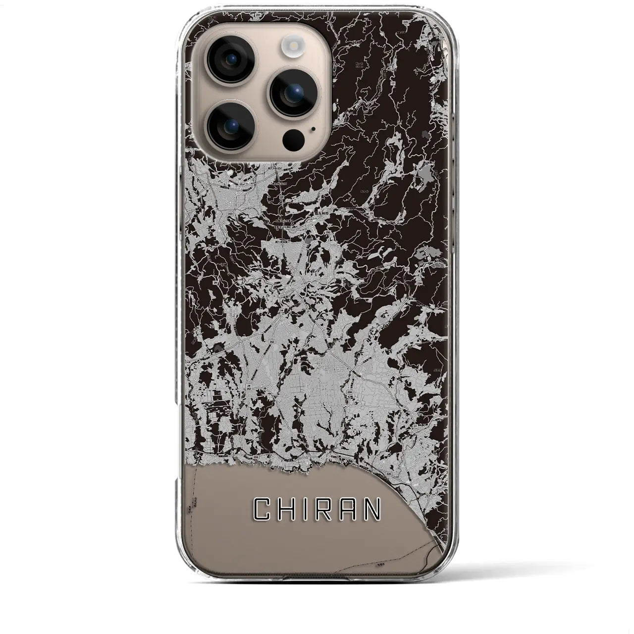 【知覧(鹿児島県)】地図柄iPhoneケース(クリアタイプ)モノトーン・iPhone 16 Plus 用