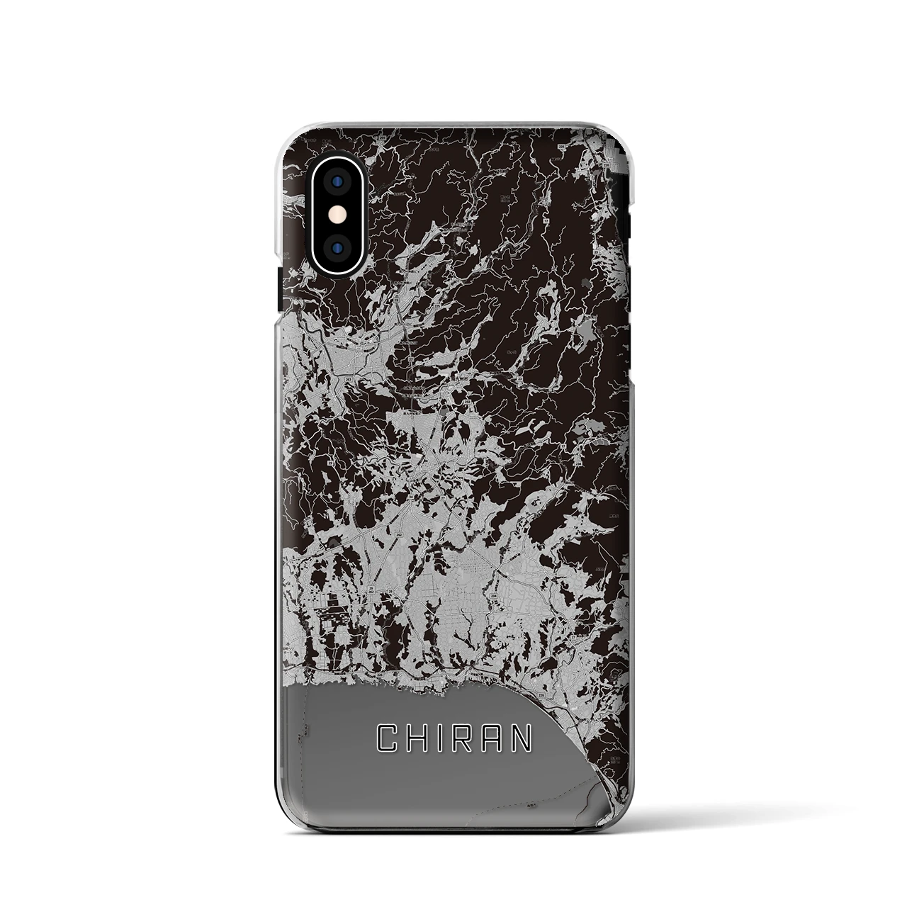 【知覧(鹿児島県)】地図柄iPhoneケース(クリアタイプ)モノトーン・iPhone XS / X 用