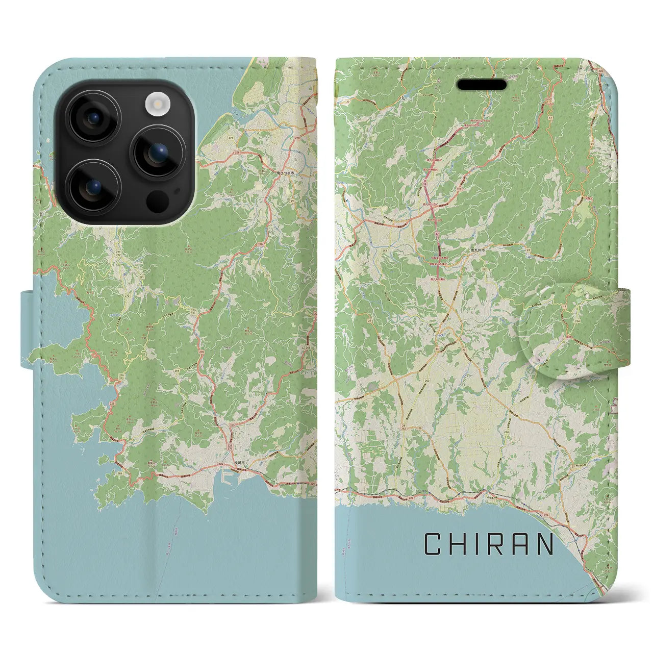 【知覧(鹿児島県)】地図柄iPhoneケース(手帳タイプ)ナチュラル・iPhone 16 用
